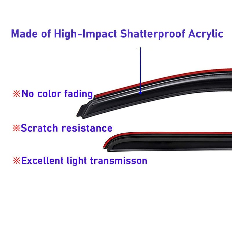 Lightronic Extra Durable Clip-on in-Channel Auto Vent Window Visors, Fits 2002-2008 Dodge Ram 1500, 2003-2009 Ram 2500 & 3500, Quad Cab, UV-Protect Rain Guards, Original Wind Deflector, Smoke, 4-Pcs - Image 5